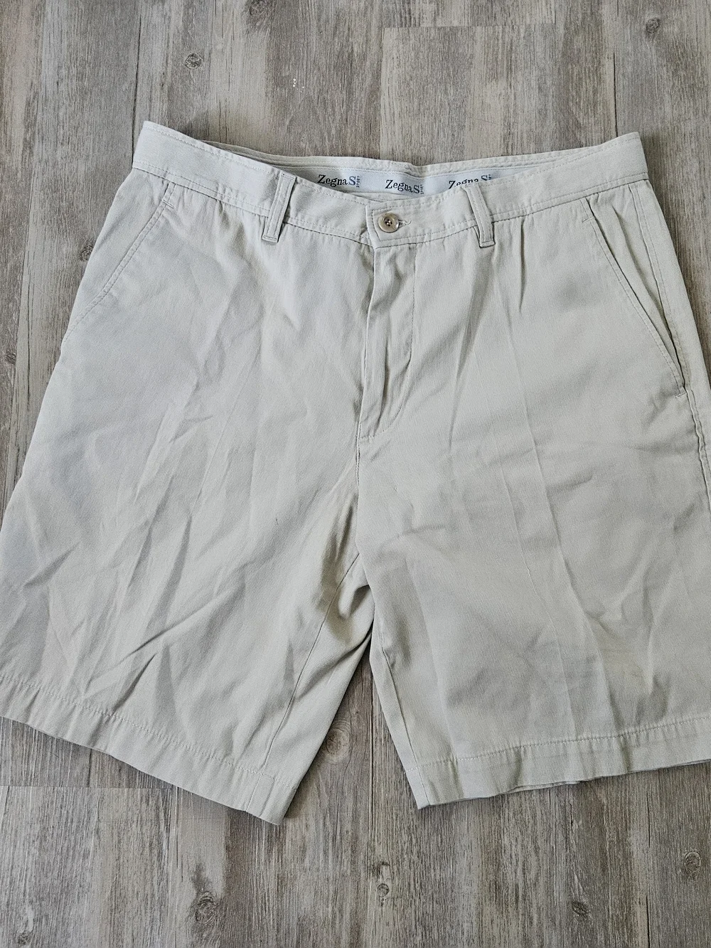 Zegna Sport Light Beige Men's Flat Front Causal Cotton Chino Shorts Size 34
